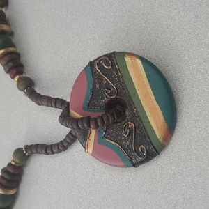 Wooden Tribal Necklace Beaded
